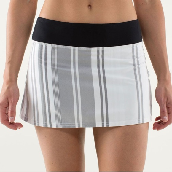 Lululemon Run: Pace Setter Skirt 8 Tall Groovy Stripe Nimbus / Black - Picture 3 of 10